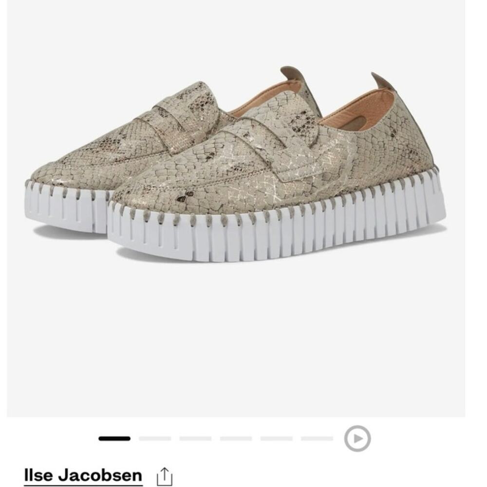 Ilse Jacobsen Tulip 3868 Snake Embossed Slip On Sneakers Wheat Size 38/ US 8